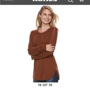 Sonoma Brown Crew Neck Sweater with Intricate Knit